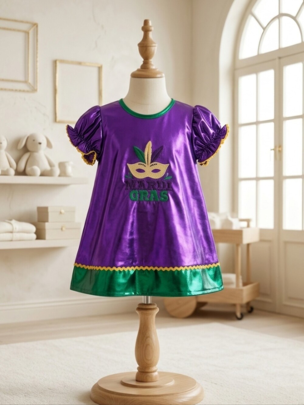 Lil Cactus 6-12M Metallic Mardi Gras Dress